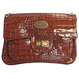 Croco Chain Clutch (Cognac)