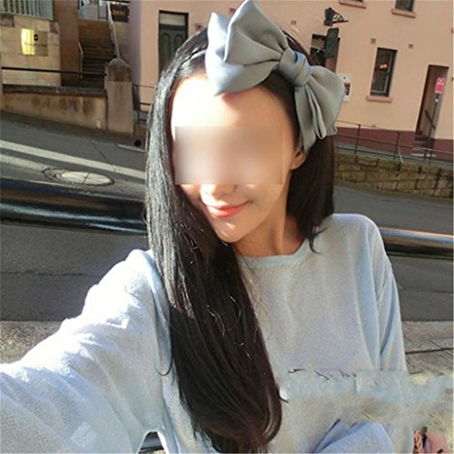 Fashion Sweet Korean Style Big Bowknot Hair Band Bow Headband Hair Accessory Grey
