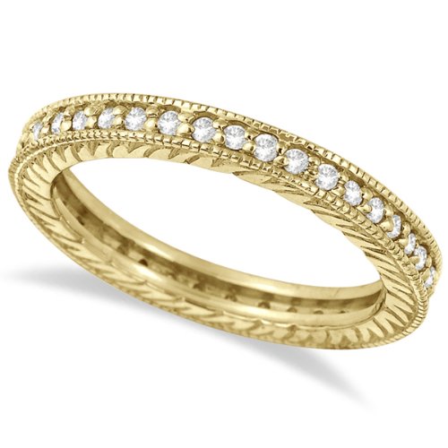 Stackable Diamond Eternity Filigree Ring Band 14k Yellow Gold (0.50ct)
