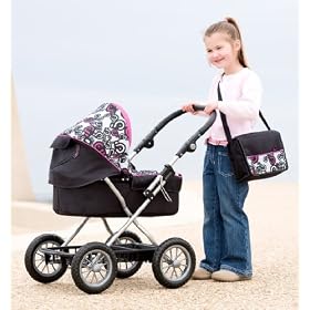 Silver Cross Ranger Junior Dolls Pram 'Techno Fuschia' Fabric