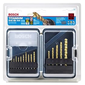 Bosch TI15 15 Piece Titanium Twist Drill Bit Assortment with Plastic Case