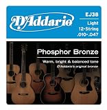 D'Addario EJ38 Saitensatz f&uuml;r 12-Saiter Akustik-Gitarren 0,025 cm - 0,12 cm (.010 - .047 Zoll)