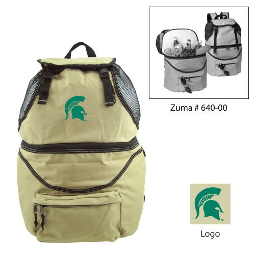 Michigan State Spartans NCAA Zuma Insulated Backpack (Beige) (Embroidered Logo)