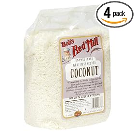 Bob's Red Mill Unsweetened Medium Shredded Coconut, 24-Ounce Packages (Pack of 4)