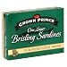 Crown Prince One Layer Brisling Sardines in Oil, No Salt Added, 3.75-Ounce Cans (Pack of 12)