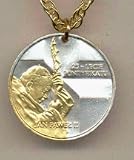 Poland 2 Zlotych Pope John Paul II & Crucifix Two Tone Coin Pendant with 24 Chain