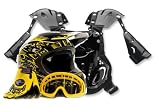 Helmet Gloves Goggles and Chest Protector Motocross Gear Set Yellow 238 (Medium)