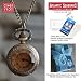 Amber Jewel Faceted Glass Victorian Inspired Antique Brass Finish Pocket Watch Necklace Chain Jewelry with The Official Atlantic Seaboard Trading Co. Luggage Tag Key Chain -- COMBO PACK