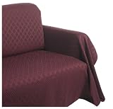 Hudson Jacquard Diamond Chair Throw Cover, Burgundy