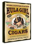 Hula Girl Cigar Hawaii - Hawaiian Art Canvas Print Gallery Wrapped, 9" X 12"