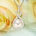 EleQueen 925 Sterling Silver CZ AAA Button Cream Freshwater Cultured Pearl Infinity Bridal Pendant Necklace