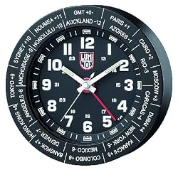 Luminox World Time Clock Watch Black Anodized Aluminum Black Leather Pouch - Luminox LWAC.B