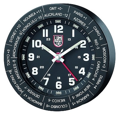 Luminox World Time Clock Watch Black Anodized Aluminum Black Leather Pouch – Luminox LWAC.B