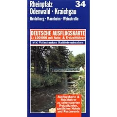 Rheinpfalz, Odenwald, Kraichgau 1 : 100 000. Deutsche Ausflugskarte. Blatt 34. Heidelberg, Mannheim, Weinstra�e.