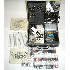 6 Guns Tattoo Kit LCD Digital Power Supply Needles 40 Colors 10ml Inks Brand New K7a