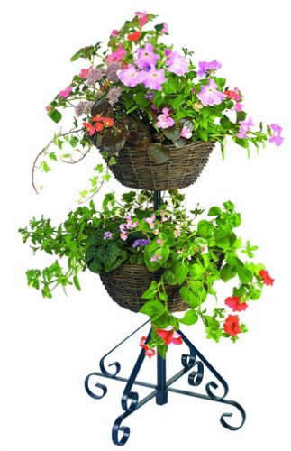 Childrens Toyshop  Outdoor Living : Gardman 2 Tier Rustic Flower Fountain Baskets Natural