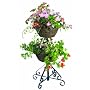 Gardman 2 Tier Rustic Flower Fountain Baskets Natural