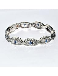 Victorian Style Female Bracelet Blue Sapphire Semi Precious Gemstone Cz Jewelry