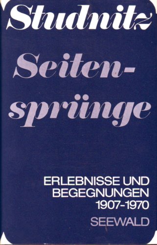 Buch - Cover Seitensprünge. Erlebnisse und Begegnungen 1907 - 1970 - Hans-Georg von Studnitz - Busse-Seewald Verlag