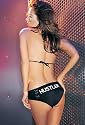 Hustler Lingerie 2 Pc. Bikini & Shorts Set with Logo & Safety Pin Detail