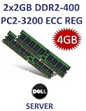 Produkt-Bild: Dual Channel Kit: 2 x 2 GB = 4GB 240 pin DDR2-400 ECC Registered DIMM (400Mhz, PC2-3200R, CL3, 2Rx4, Dual Rank) - passend f&uuml;r Dell Workstation Precision Workstation 470 + 470N + 670 + 670N + Dell Server PowerEdge 1800 + 1850 + 1855 + 2800 + 2850 + 6800 + 6850 + SC1420 + SC1425