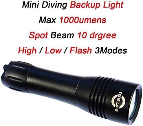 Merlin Light Diving Torches Led Backup Scuba Light Dive Flashlight With Waterproof 492ft 150M 1000LM CREE L2 U2 Rotary Switch (Torch Light+Lanyard)