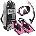 TUSA Sport Adult Black Series Serene Mask, Dry Snorkel, and Fin Travel Set