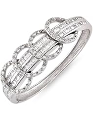 CleverSilvers CZ. Diamond Baguette Silver Circle Bridal Bangle Bracelet