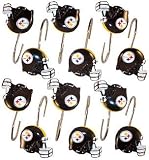 Pittsburgh STEELERS Set 12 Bathroom Shower Curtain Hooks