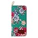 IKASEFU (TM) Fashional Design Colorful Handmade Print Flower Series PU Leather Protective Case with Stand Credit Card Holder Case Compatible with iPhone 6 Plus with 5.5