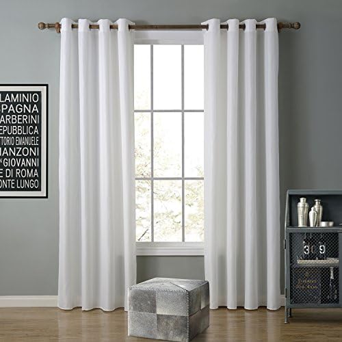 White Solid Color Oxford Grommet Panel Curtains(Singel Panel ) Muliti Sizes BEIBEITEX (52''W×95''L, White )