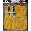 Men's Leather Gloves -- 3 Pairs -- Premium Grain Precurved Cowhide Leather Gloves, Large