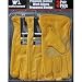 Men's Leather Gloves -- 3 Pairs -- Premium Grain Precurved Cowhide Leather Gloves, Large