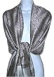 70% Pashmina 30% Silk Paisley Self-Design Shawl / Wrap / Stole - Black White
