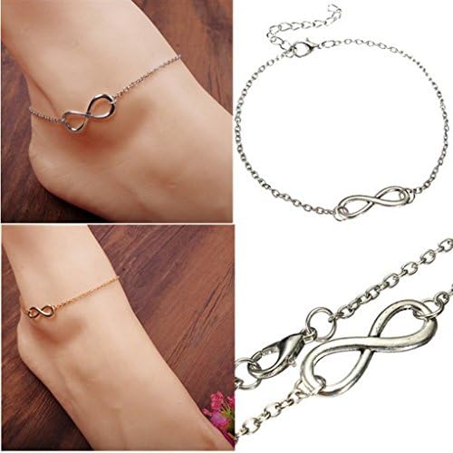 Infinity Silver Plated Foot Chain Anklet Bracelet Ankle Bead Simple Sexy Lucky 8 Hot Lady E85 New Women Number Slimanklet