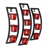 Wall Votive Holders Set - Black/ Red