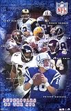 Superstars of NFL (Manning, Lewis, Moss, Sapp, Favre, Faulk, George, Warner) Sports Poster Print 24" X 36"