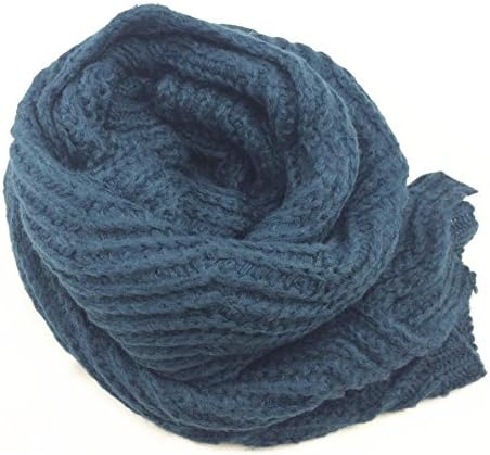 Rescathay Unisex Thick Pattern Knitted Winter Warm Scarf (Navy)