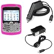 Durable Silicone Skin Soft Hot Pink Case + Rapid Car Charger + Home Travel Ac Charger for Blackberry 8300 8310 8320 8330 Curve PDA Cell Phone