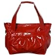 NYC by Perlina Shiny Patent Tote with Bold Hardware - Red
