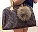 AURORA168 Caramel Brown X-large Furry Puff Pom Pom Ball Keyring / Bag Purse Charm Gold Ring