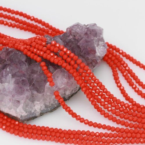 100 pcs 3x2.5mm Chinese Crystal Glass Beads Faceted Rondelle Lipstick Red