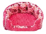 Dog Bed , Cat Bed , Snuggle Dog Bed - [3 Colours] - X-Large - 32" x 23" x 9" - Machine Washable, Pink Hearts