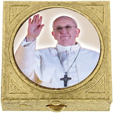 Brass Square Pope Francis I Pill Box RF439