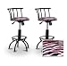 2 Pink Animal Zebra Print Black Adjustable Barstols