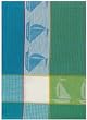 Waffle Weave 100% Cotton Sailboat Turquoise Dishtowel 18" X 28" Set / 6