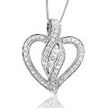 68% off 14k White Gold Heart Diamond Pendant Necklace
