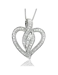 14k White Gold Heart Diamond Pendant Necklace (GH, I1-I2, 0.35 carat)