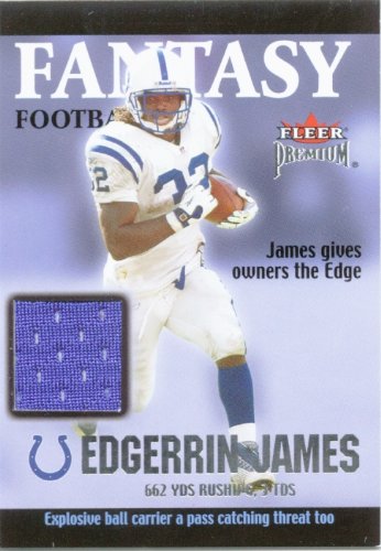 2002 Fleer Premium Fantasy Team Memorabilia #7 Edgerrin James Indianapolis Colts (Piece of Authentic Game Worn Jersey)