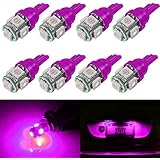 SAWE - T10 Wedge 5-SMD 5050 LED Light bulbs W5W 2825 158 192 168 194 (8 pieces) (Pink/Purple)